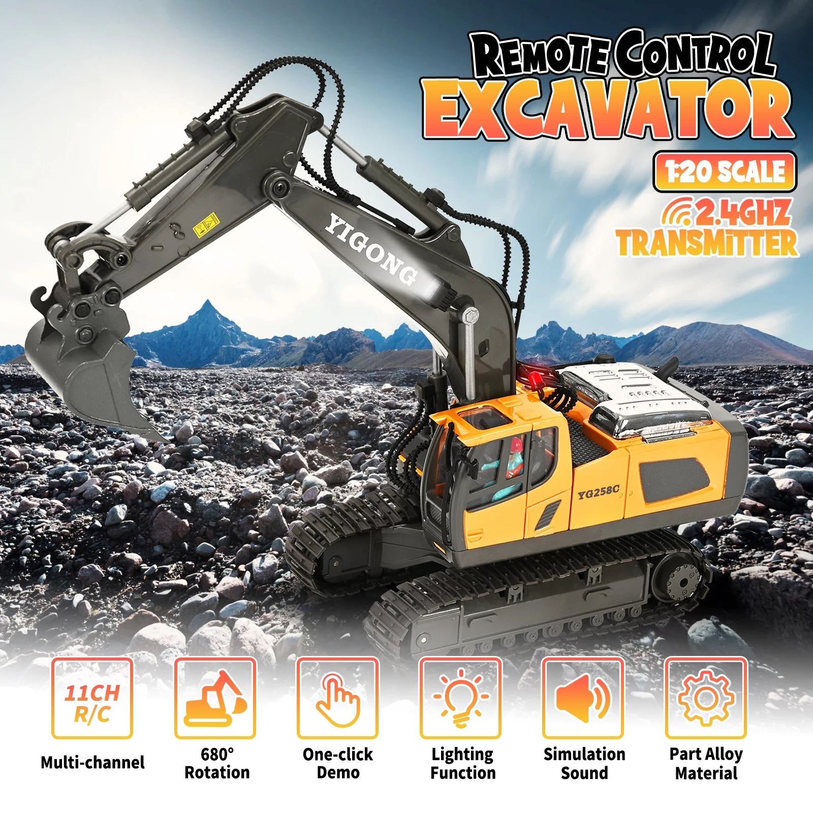 Rechargeable Construction Vehicle Toy for Kids Aged 3-12