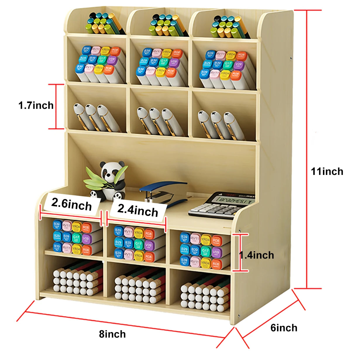 Wooden Pen Holder Storage Box - DIY Desktop Organizer for Students