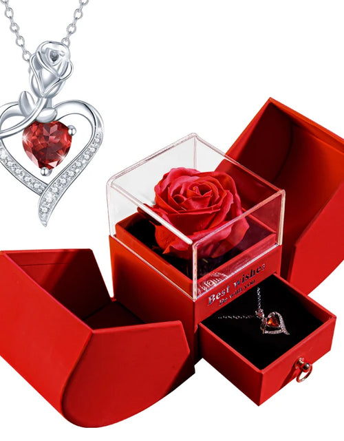 Load image into Gallery viewer, Eternal Rose Gift Box with Heart Necklace - &quot;I Love You to the Moon and Back&quot; Floral Jewelry Set for Valentine&#39;s Day and Weddings
