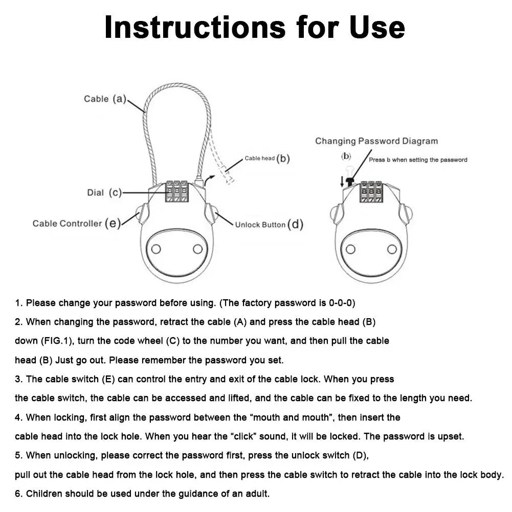 Premium Bike Helmet Password Lock - Telescopic Steel Cable Anti-Theft Solution for Bicycles and Luggage