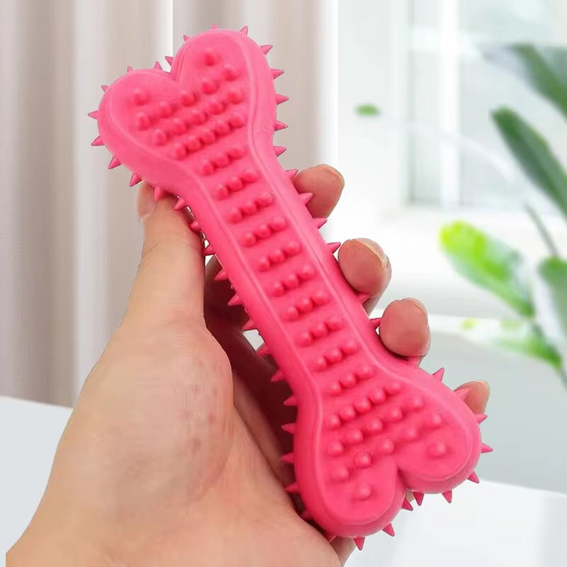 Soft Rubber Bite-Resistant Bone-Shaped Chew Toy for Small Dogs - Teeth Grinding and Training Aid