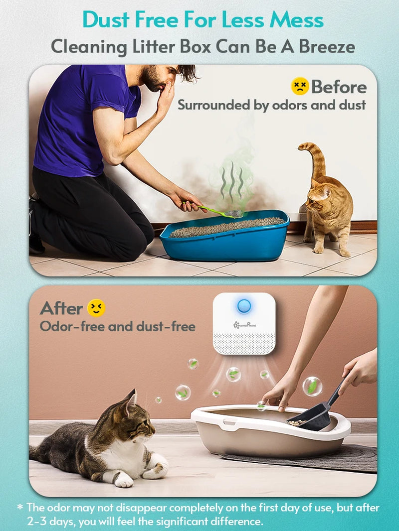 Downypaws 4000mAh Smart Cat Odor Purifier - Advanced Deodorizer for Cat Litter Boxes and Pet Toilets