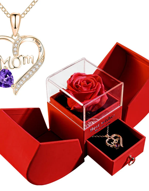 Load image into Gallery viewer, Eternal Rose Gift Box with Heart Necklace - &quot;I Love You to the Moon and Back&quot; Floral Jewelry Set for Valentine&#39;s Day and Weddings
