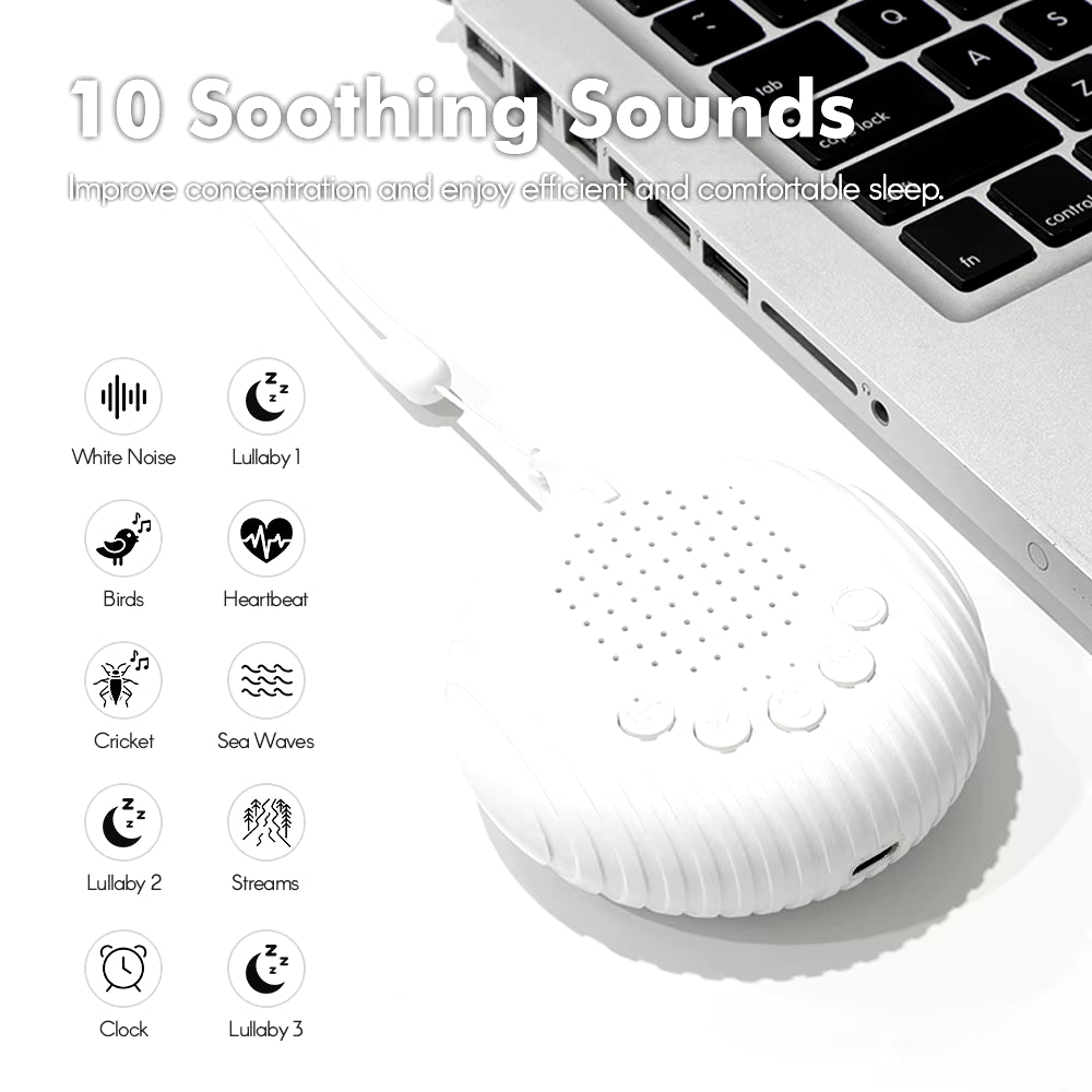 Portable Baby Sleep Machine with 10 Soothing Sounds and Adjustable Timer for Peaceful Sleep