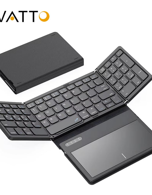 Load image into Gallery viewer, Portable Quadruple-Folding Wireless Bluetooth Keyboard with Integrated Touchpad for Windows, Android, iOS Tablets, iPads, and Smartphones
