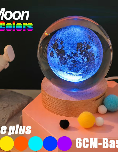 Load image into Gallery viewer, Galaxy Crystal Ball Lamp - 3D Planet and Moon USB LED Night Light for Romantic Occasions
