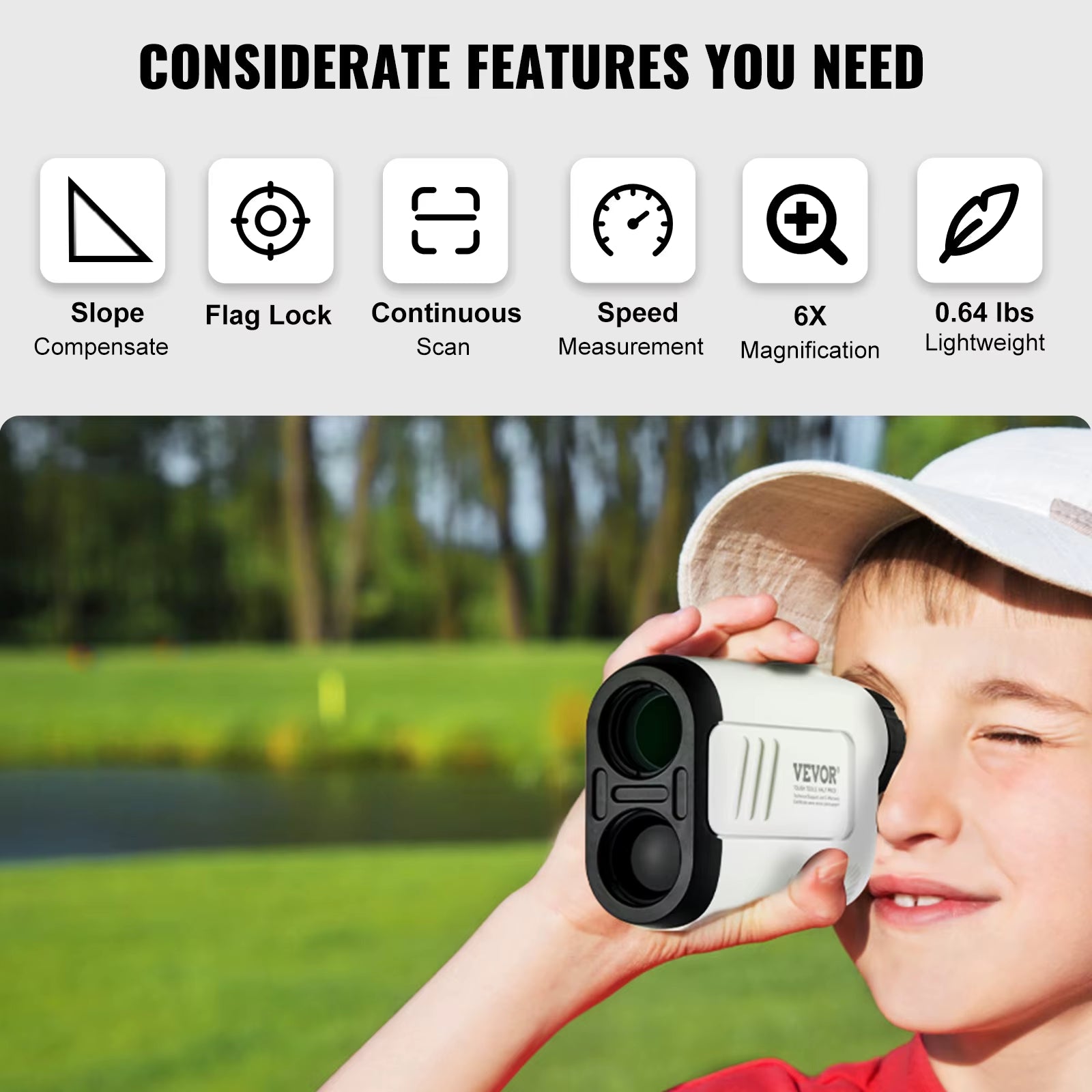 High-Precision Laser Golf Rangefinder - 650 Yards Measurement with 6X Magnification, Slope Adjustment, and Included Batteries