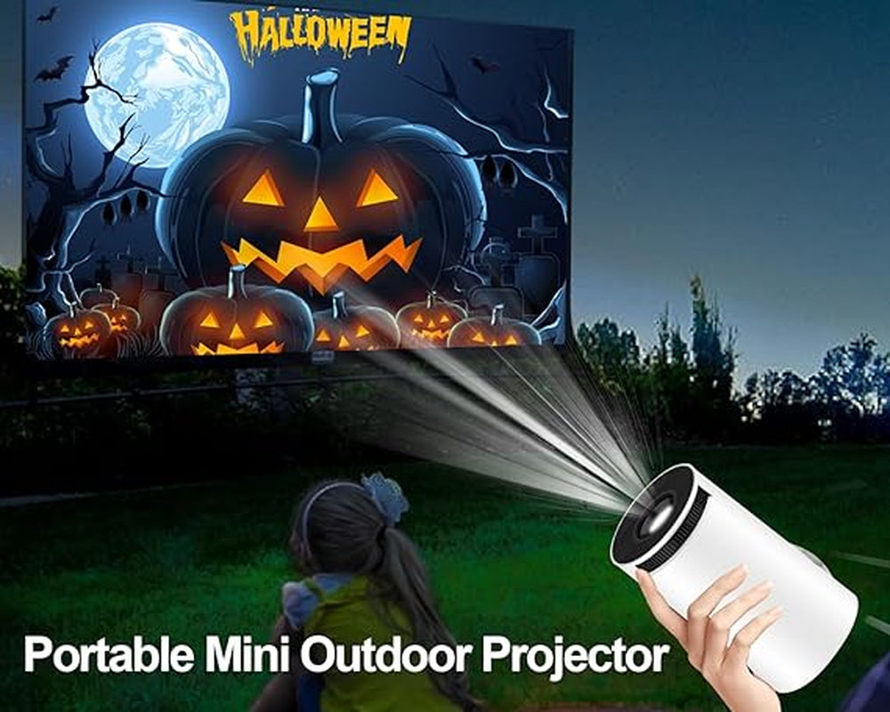 Portable 4K Mini Projector with WiFi 6, Bluetooth 5.0, and Android 11 - Features Smart Auto Horizontal Correction and 180° Rotatable Design for Enhanced Outdoor Movie Experience