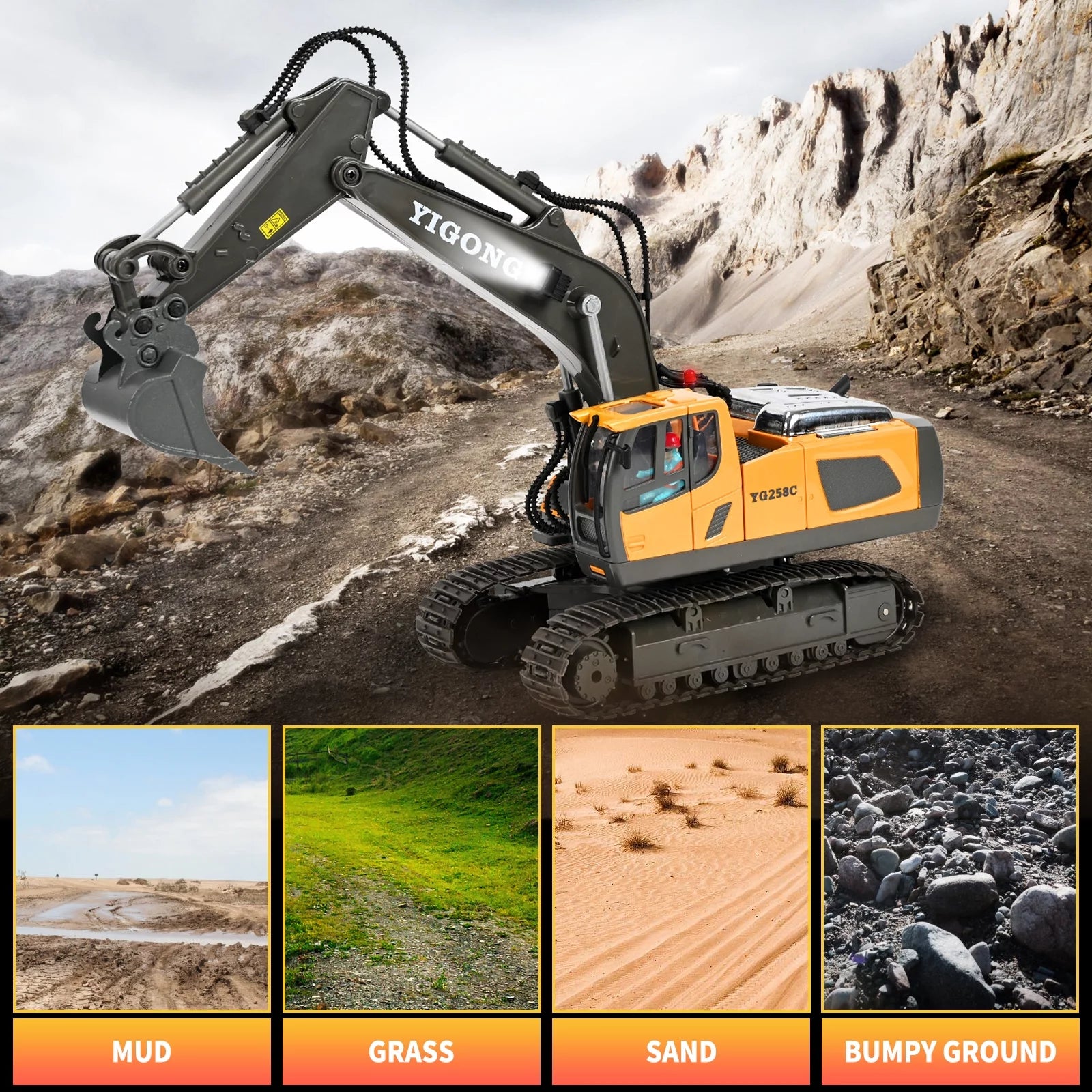 High Simulation 1:20 RC Excavator for Digging and Lifting