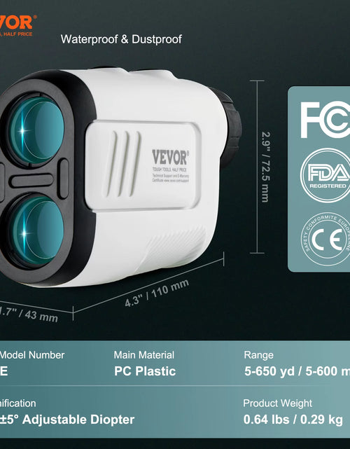 Load image into Gallery viewer, High-Precision Laser Golf Rangefinder - 650 Yards Measurement with 6X Magnification, Slope Adjustment, and Included Batteries
