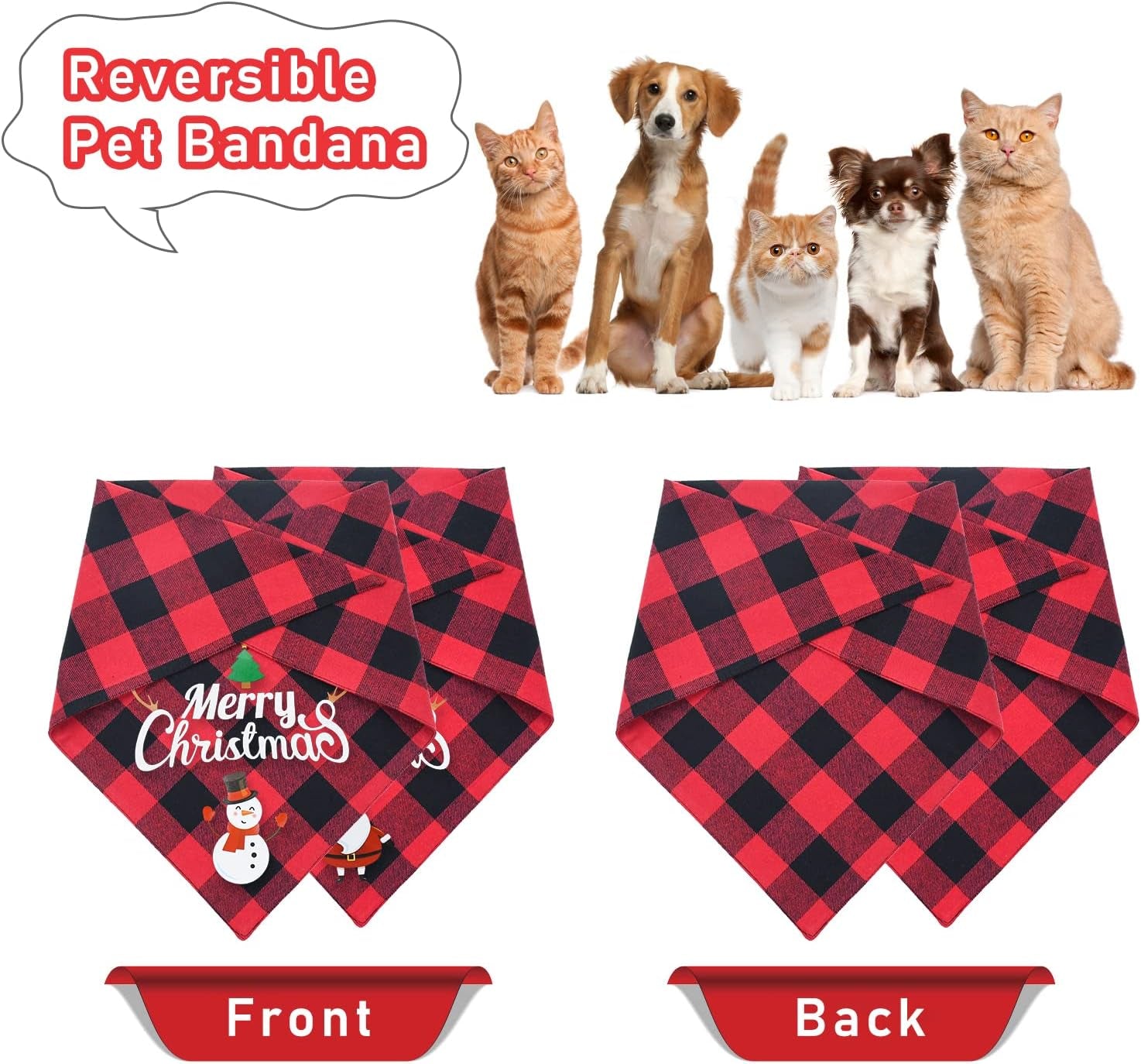 Durable double-layer cotton dog bandana in buffalo plaid.