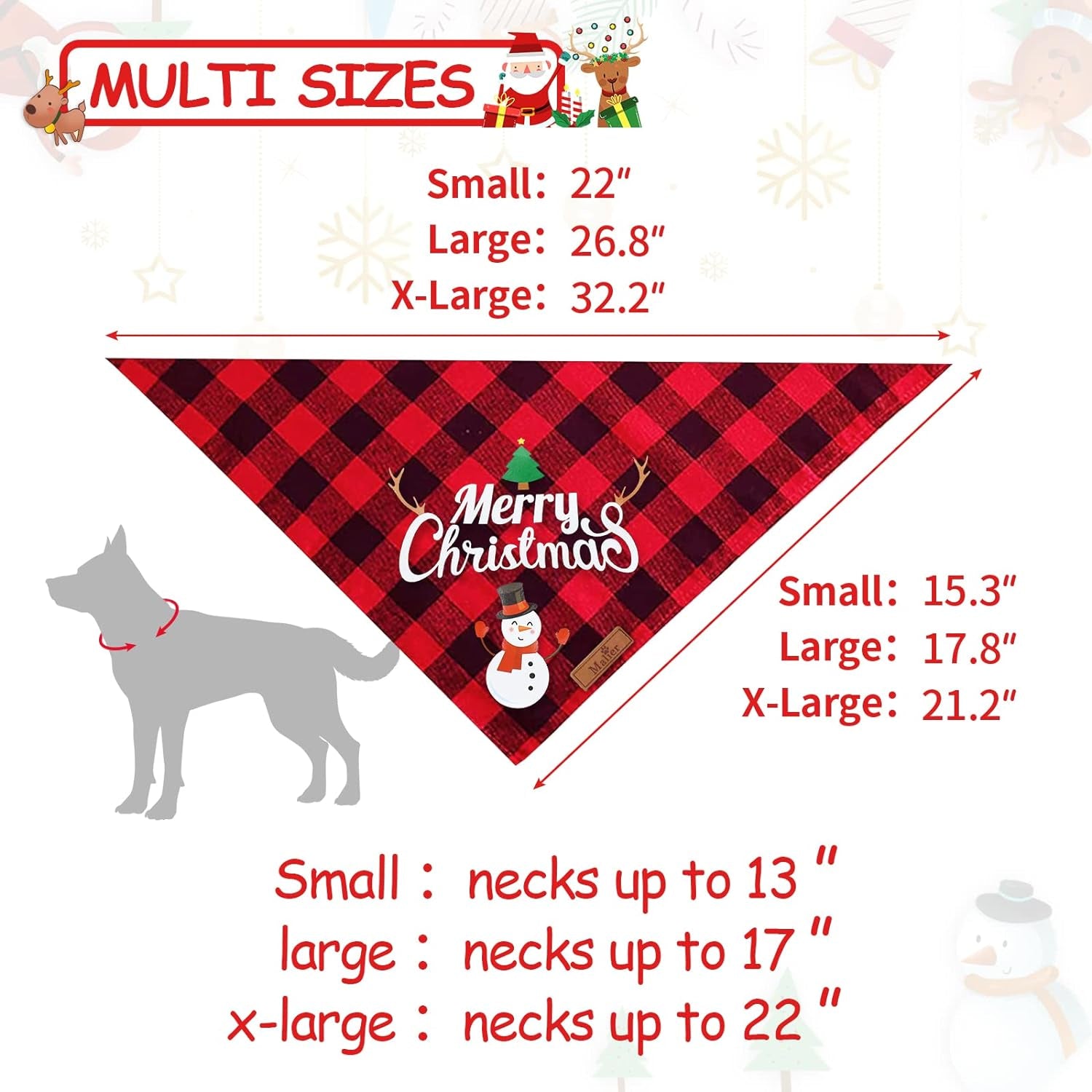 2 Pack Dog Bandana Christmas Classic Buffalo Plaid Pets Scarf Triangle Bibs Kerchief Set Pet Costume Accessories Decoration for Small Medium Large Dogs Cats Pets
Festive buffalo plaid Christmas dog bandanas set.