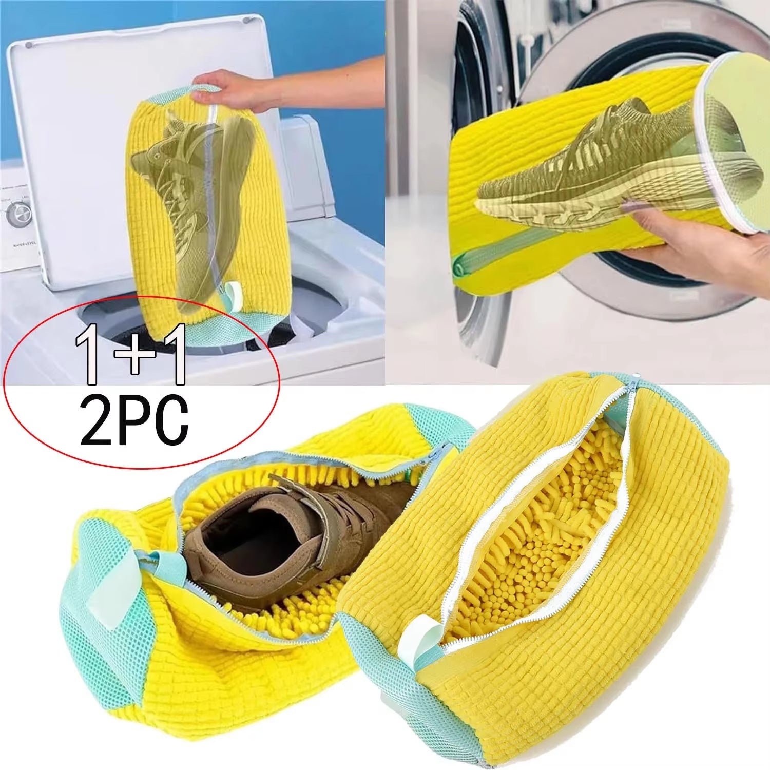 Cotton Laundry Washing Bag for Shoes - Set of 1 or 2, Anti-Deformation and Dirt Removal Organizer