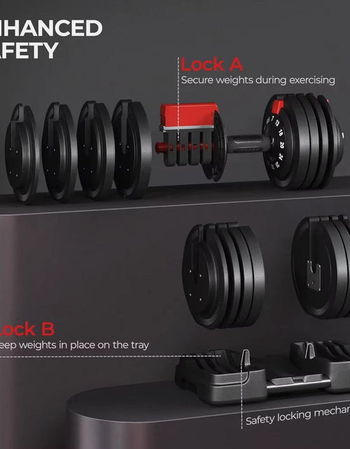 Load image into Gallery viewer, Adjustable Dumbbell Set with Quick-Adjust Mechanism, Anti-Slip Handles, and Storage Tray
