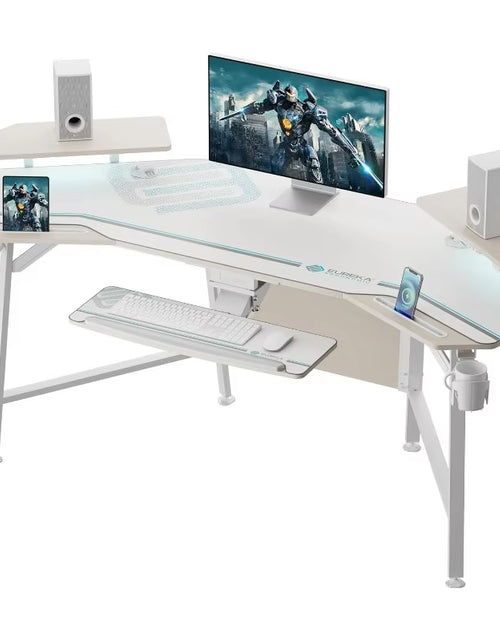 Load image into Gallery viewer, Gaming Desk with Pull-Out Keyboard Tray and LED Lightd
