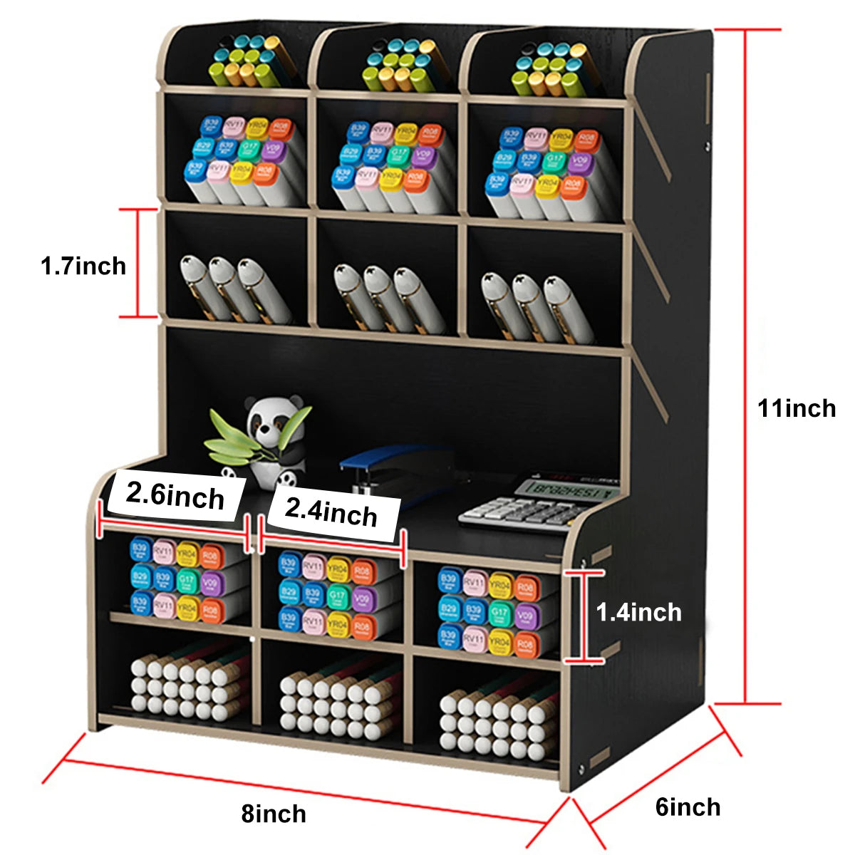 Wooden Pen Holder Storage Box - DIY Desktop Organizer for Students