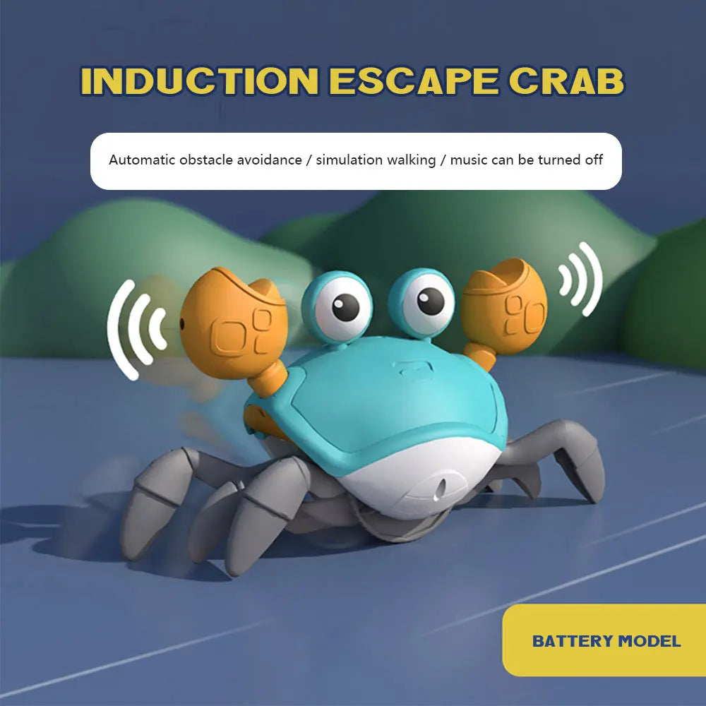 Interactive Crawling Crab Toy for Babies - Cute Sensing Design with Obstacle Avoidance, Ideal Birthday Gift