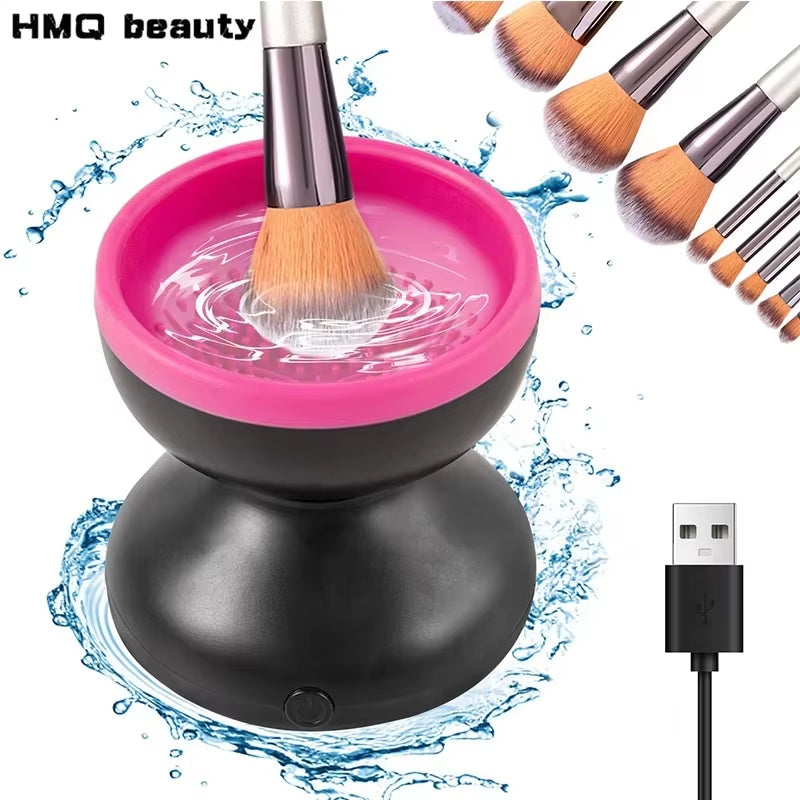 Professional Portable USB Makeup Brush Cleaner - Electric Silicone Device for Efficient Brush Cleaning and Drying