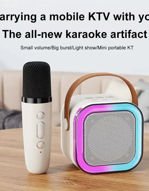 Load image into Gallery viewer, K12 Bluetooth Karaoke Machine with Wireless Microphone, Hi-Fi Stereo Sound, and RGB LED Lights for Outdoor and Home Parties
