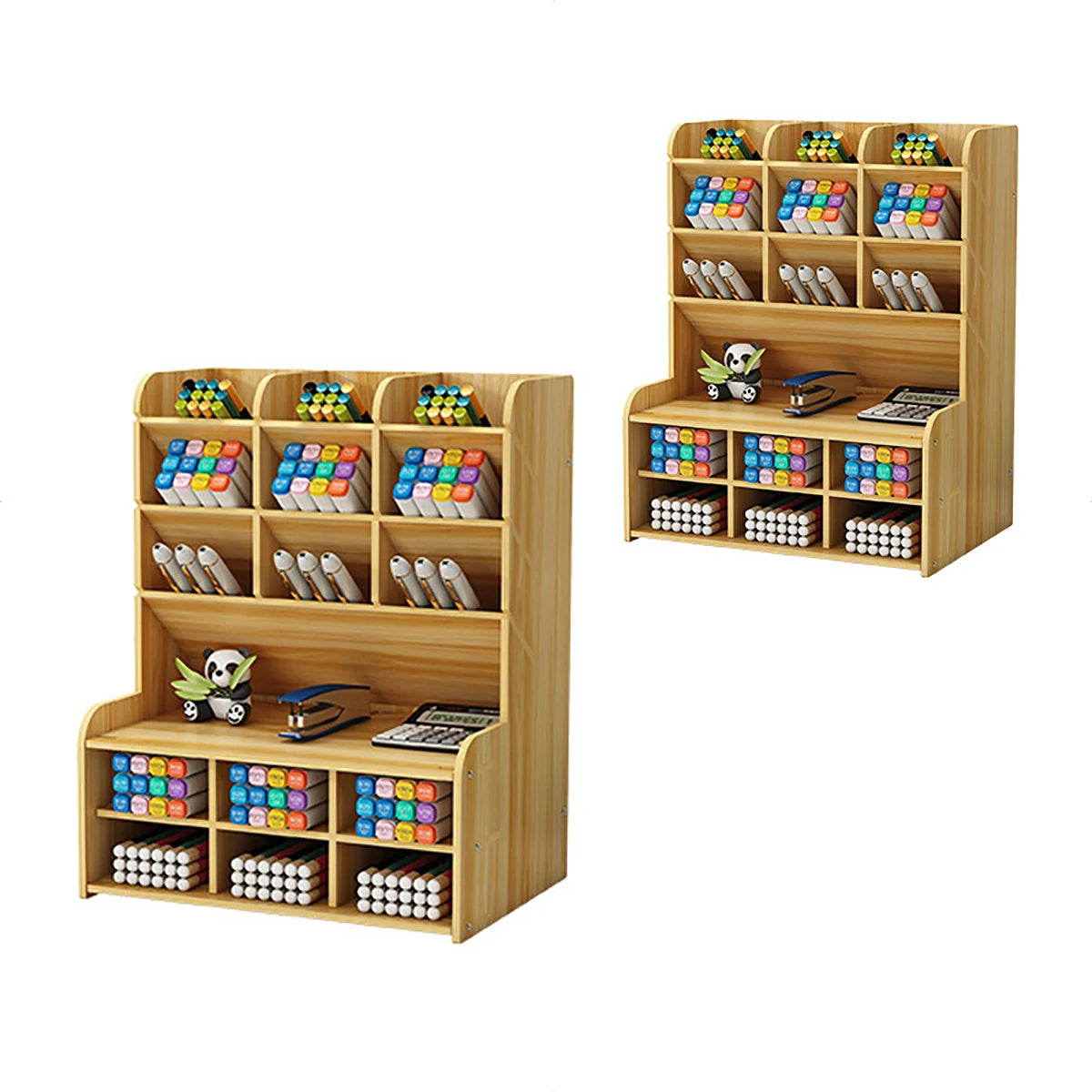 Wooden Pen Holder Storage Box - DIY Desktop Organizer for Students