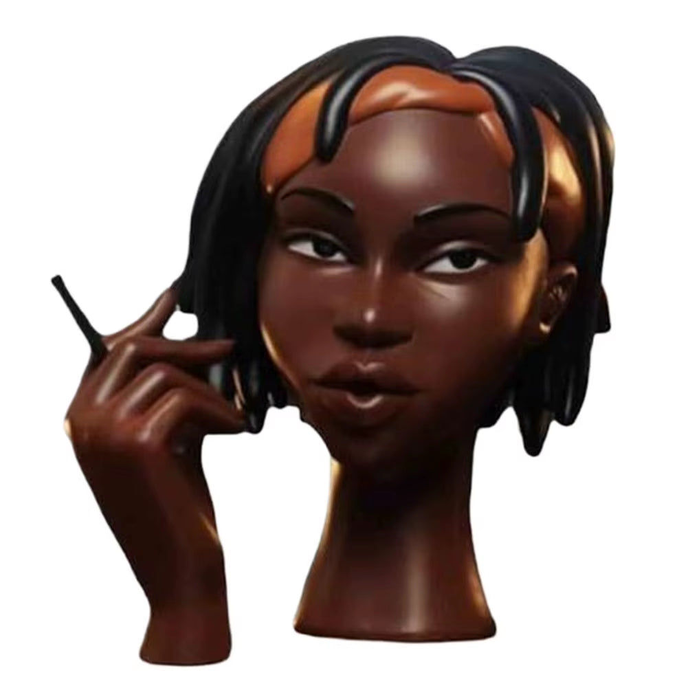 Elegant Black Women Face Resin Incense Burner - Headscents Incense Censer for Bedroom and Office