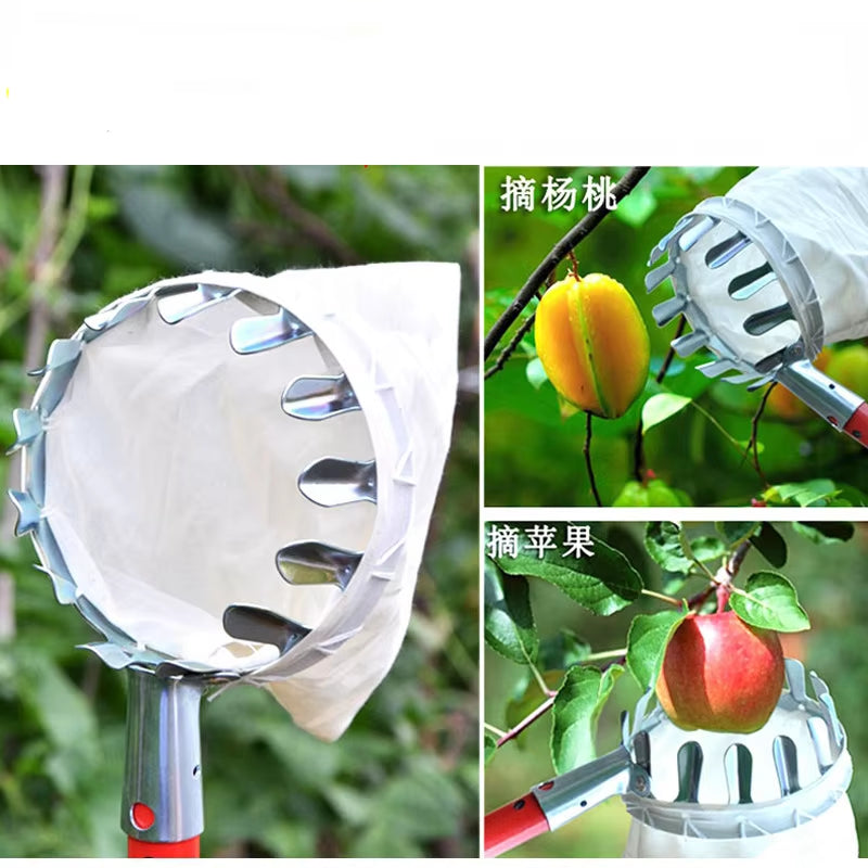 Metal Fruit Picker for Orchard Gardening - High Tree Apple and Peach Collection Tool