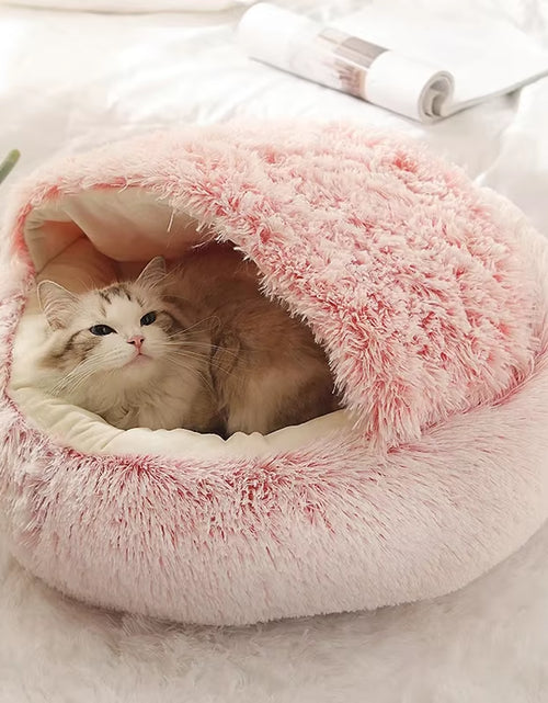 Load image into Gallery viewer, Round Plush Cat Bed with Cover - Cozy Sleeping Nest for Small Dogs and Kittens
