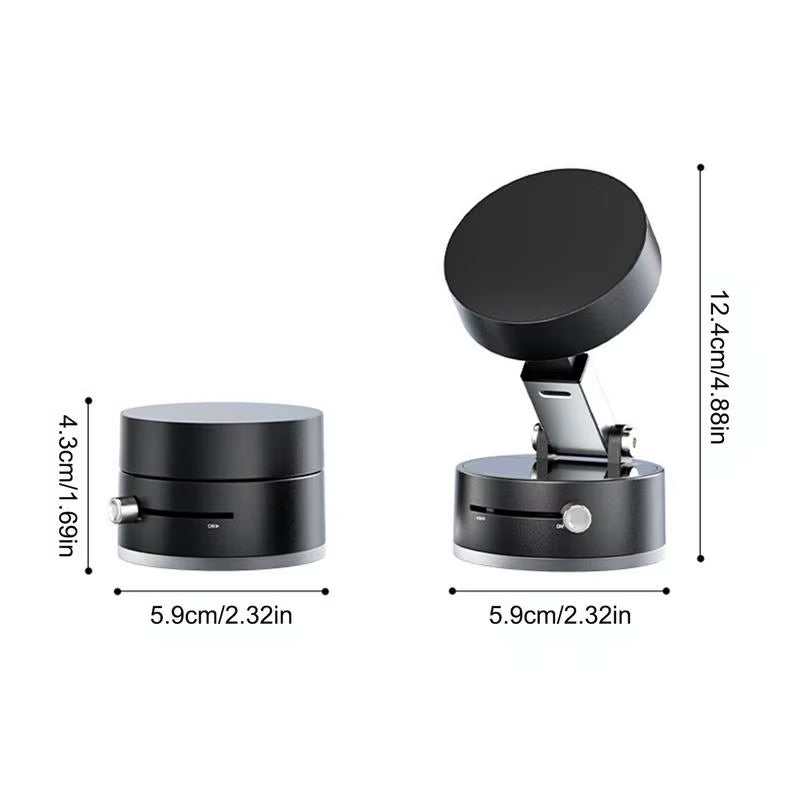 Foldable Car Mount with Vacuum Suction Cup and Double-Sided Magnetic Holder for Navigation and Phone Use