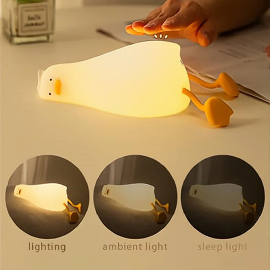 LED Duck Night Light - Rechargeable Silicone Lamp for Children | Ideal Holiday Gift & Bedroom Decor