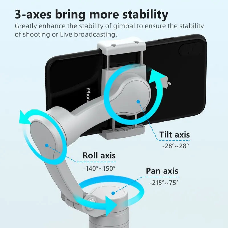 HQ3 3-Axis Handheld Gimbal Stabilizer for Smartphones - Perfect for Video Production, TikTok, and Vlogging