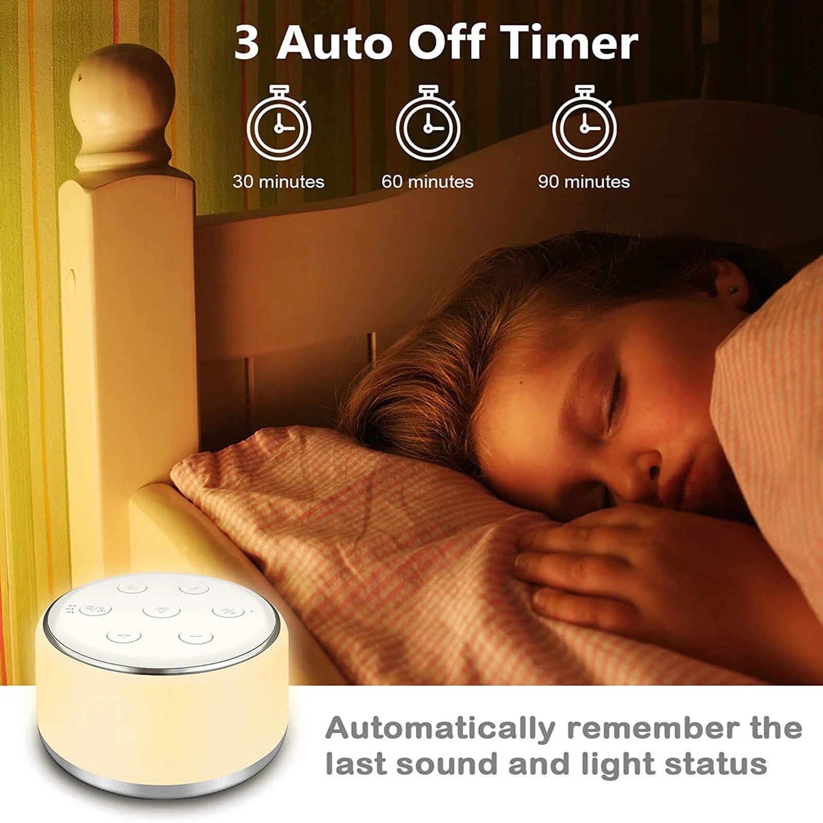 Premium White Noise Machine: Enhance Your Baby's Sleep with 34 Calming Sounds, 7 Adjustable Night Lights, and Smart Timer Function