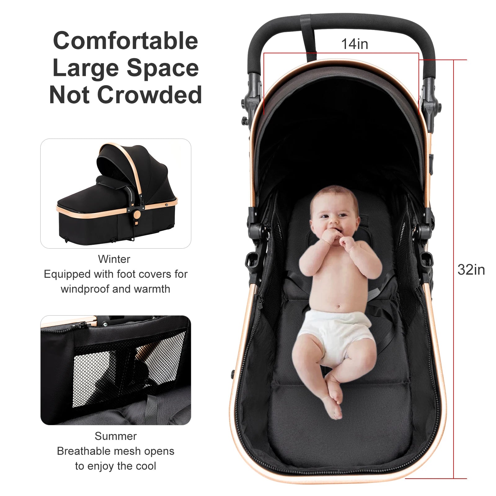 Premium Lightweight 3-in-1 Baby Stroller with Isofix - Comfort and Safety for Newborns