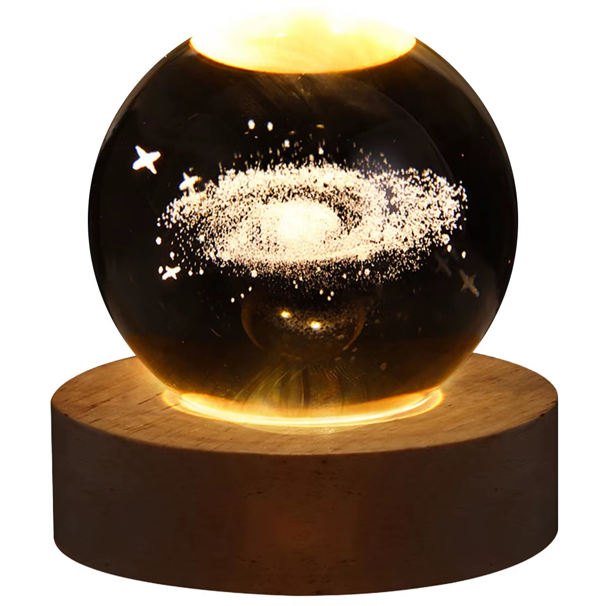 Galaxy Crystal Ball Lamp - 3D Planet and Moon USB LED Night Light for Romantic Occasions