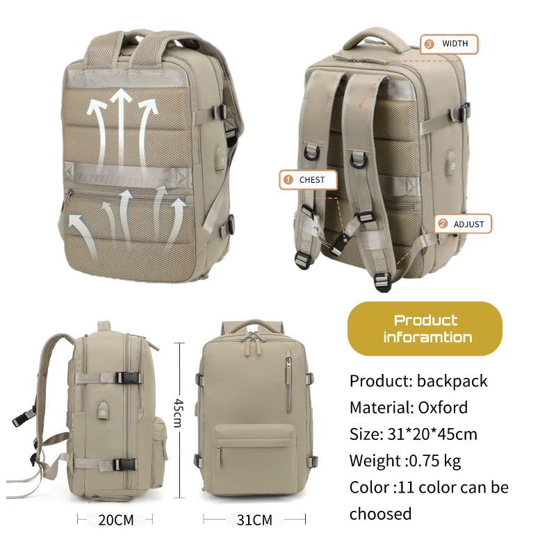 Stylish and Versatile Women's Travel Backpack - Large Capacity, Lightweight, and Waterproof for Everyday Use