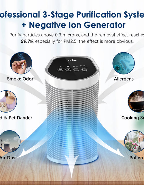 Load image into Gallery viewer, Advanced HEPA Air Purifier with Ionizer - Quiet Operation, 3 Adjustable Speed Settings, and 99.9% Particle Removal for Indoor Spaces up to 200 Square Feet - Perfect for Bedrooms and Pet Owners
