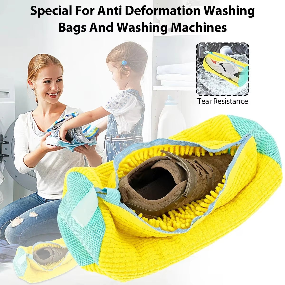 Cotton Laundry Washing Bag for Shoes - Set of 1 or 2, Anti-Deformation and Dirt Removal Organizer