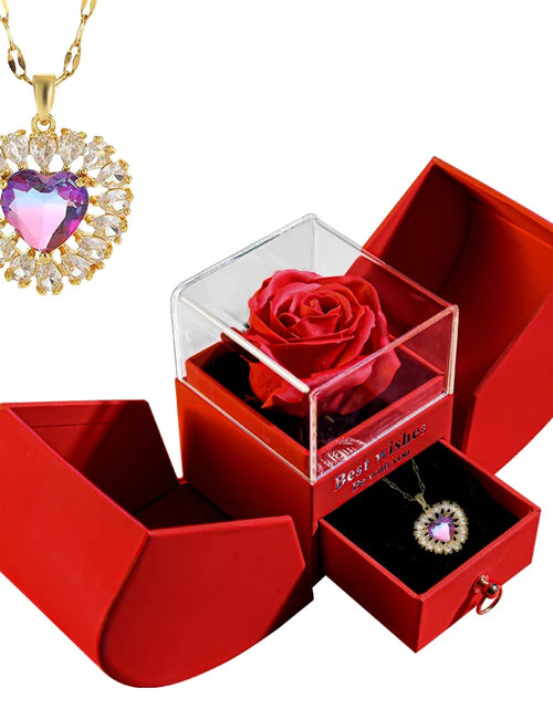 Load image into Gallery viewer, Eternal Rose Gift Box with Heart Necklace - &quot;I Love You to the Moon and Back&quot; Floral Jewelry Set for Valentine&#39;s Day and Weddings
